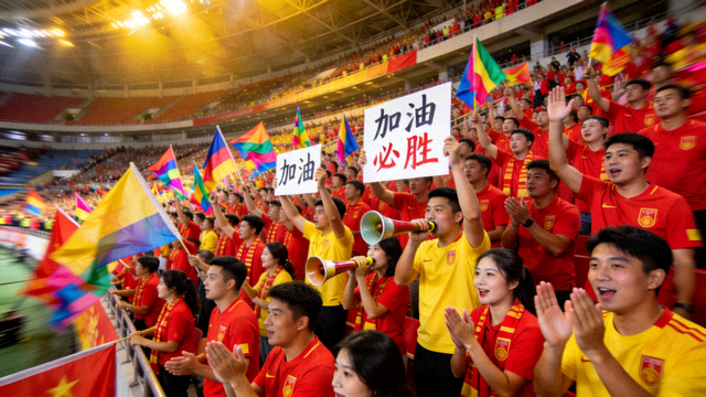 体育场内球迷看台与助威氛围画面